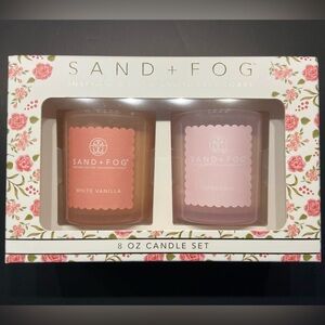 Sand + Fog, 2pc White Vanilla and Gardenia Candle Set, 8oz ea. - NEW in gift box
